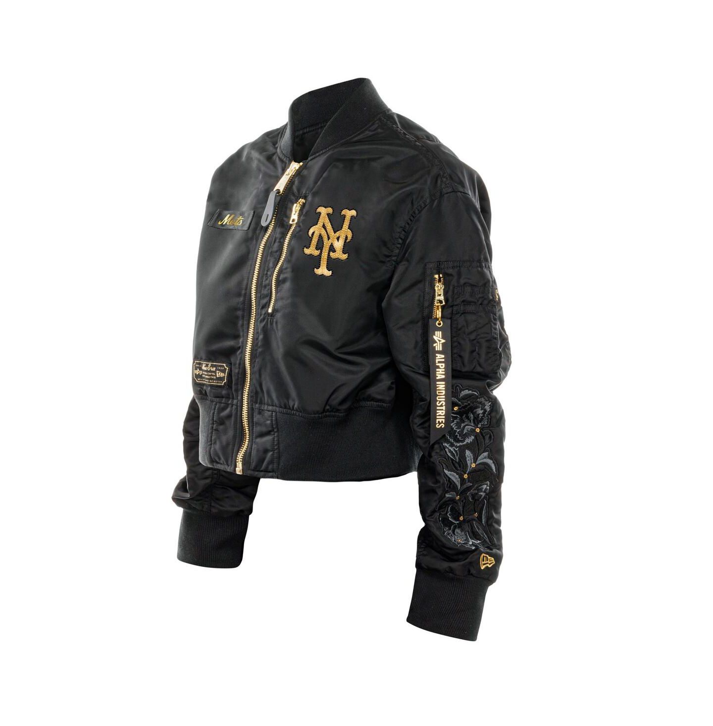 Женская куртка New Era X Alpha Industries Black New York Mets Cropped Full-Zip — фото 3