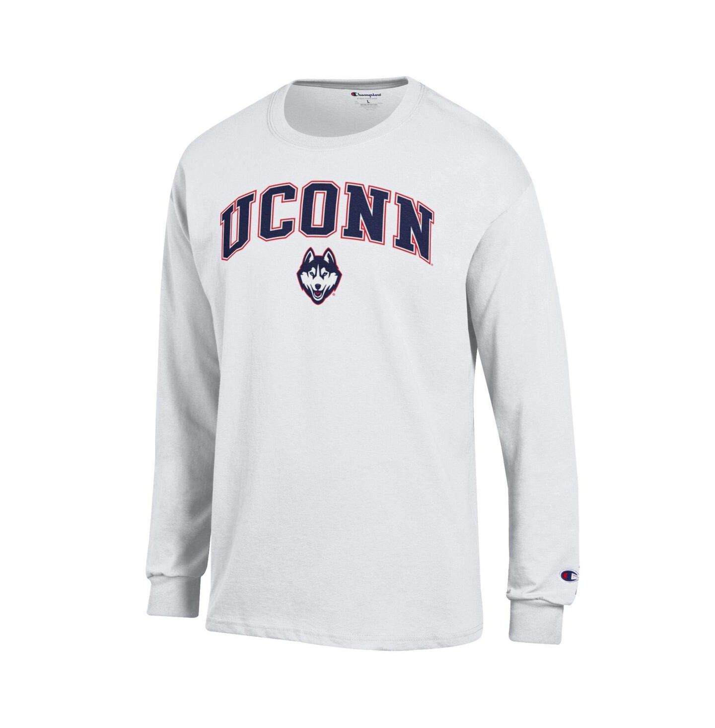 Мужская футболка Champion Heather Gray UConn Huskies Arch Over Logo Long Sleeve, цвет: Меланжевый серый — фото 4
