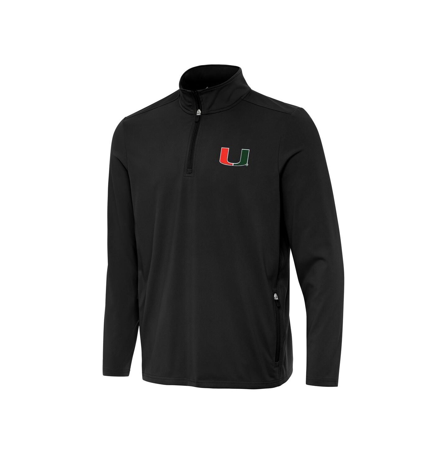 Мужская толстовка Antigua Black Miami Hurricanes Perilous Quarter-Zip — фото 1