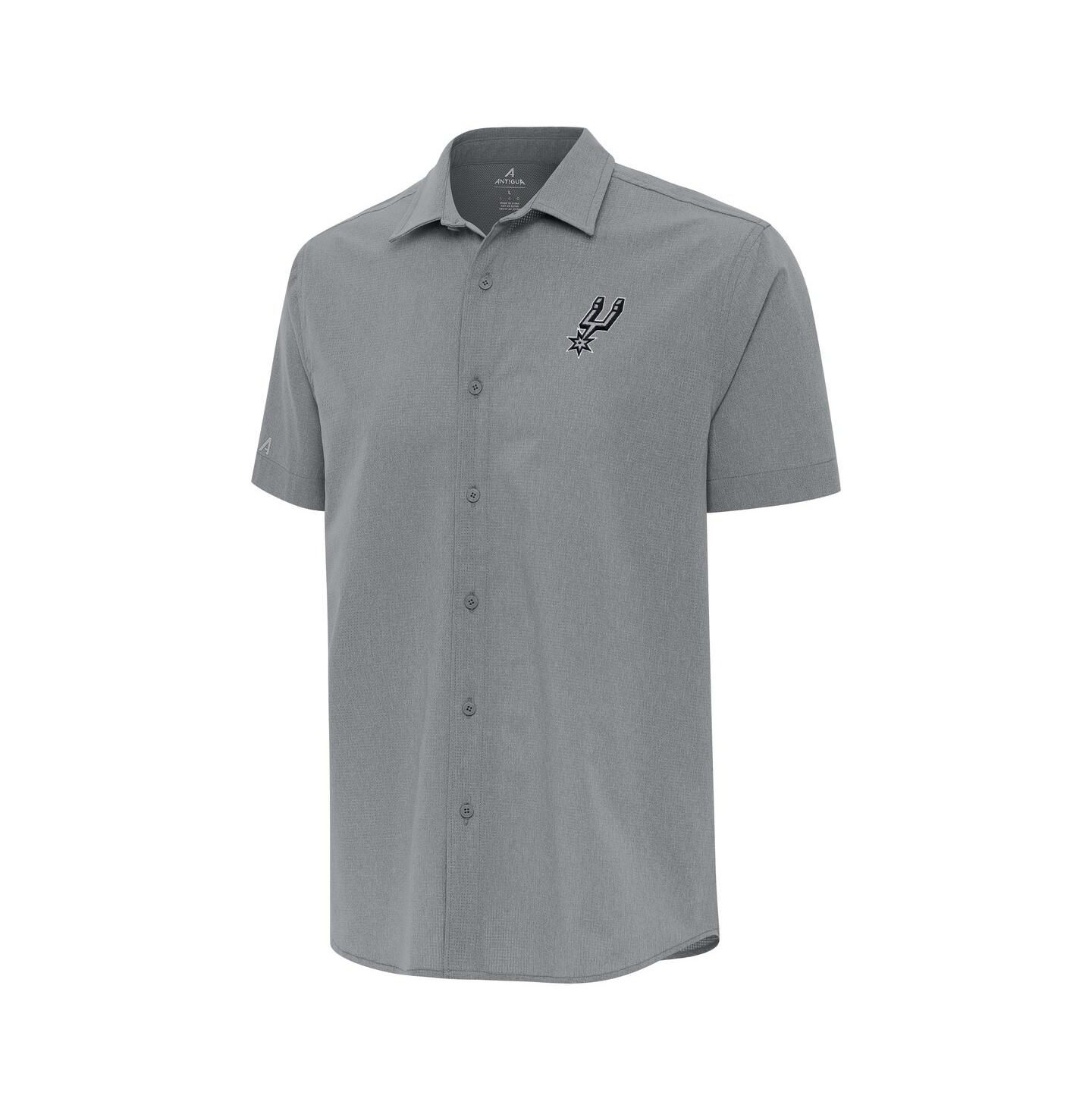 Мужская рубашка Antigua Gray San Antonio Spurs Activate Woven Short Sleeve Button-Up — фото 1