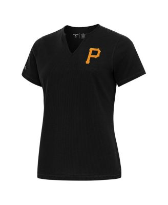 Women's Black Pittsburgh Pirates Notch Neck T-Shirt