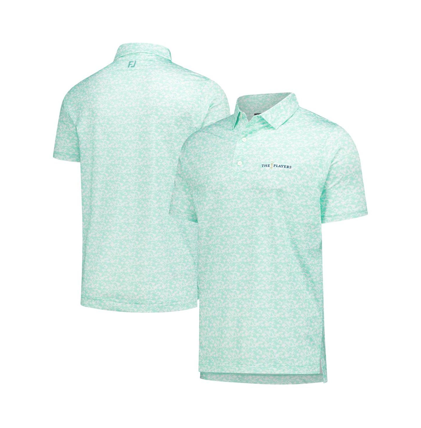 Мужское поло FootJoy Teal the Players Hidden Palm Print Lisle Polo Shirt — фото 1