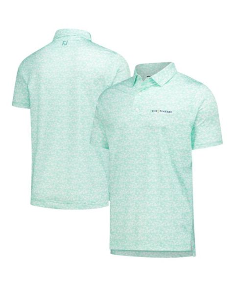 Мужское поло FootJoy Teal the Players Hidden Palm Print Lisle Polo Shirt