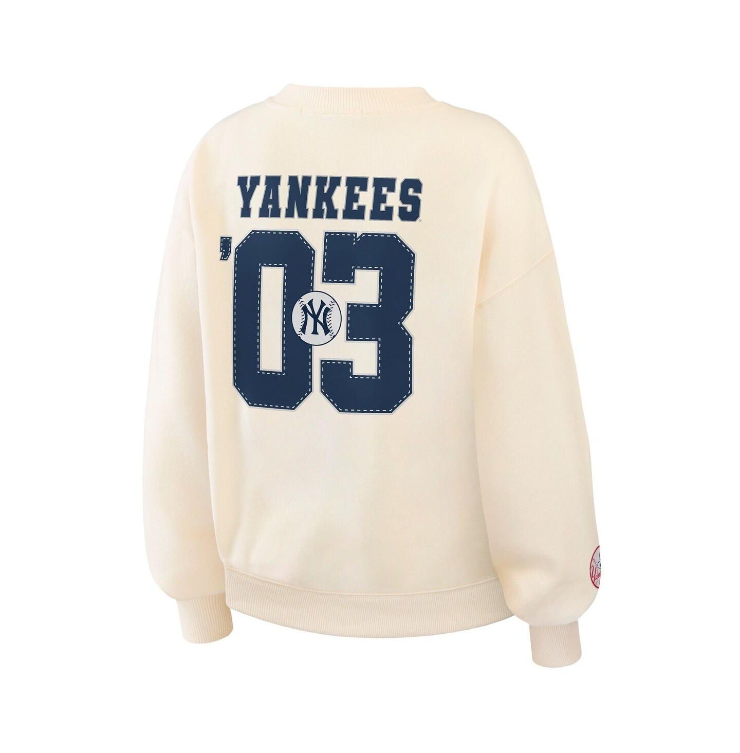 Женская толстовка WEAR by Erin Andrews Cream New York Yankees Heavyweight Crew Neck — фото 4