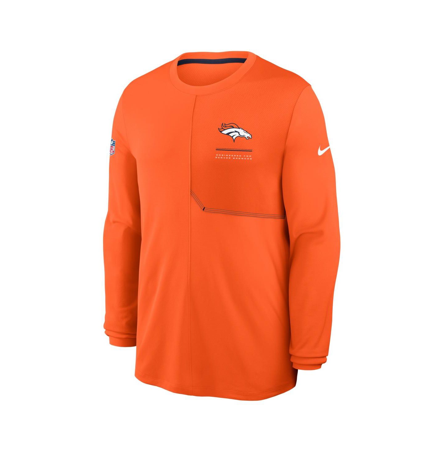 Мужская футболка Nike Orange Denver Broncos Sideline Coaches UV Dri-FIT Long Sleeve — фото 2