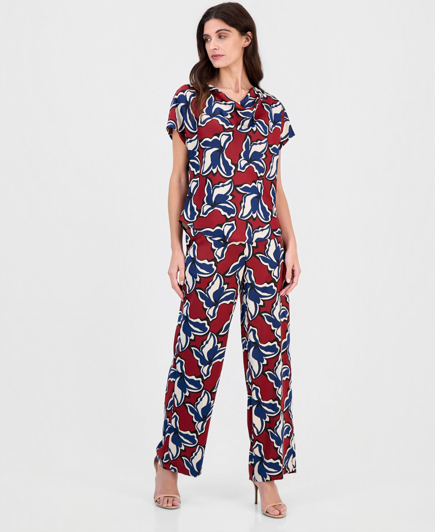 Женские брюки Anne Klein Printed Pull-On Wide-Leg, цвет: Ржавый разноцветный — фото 4