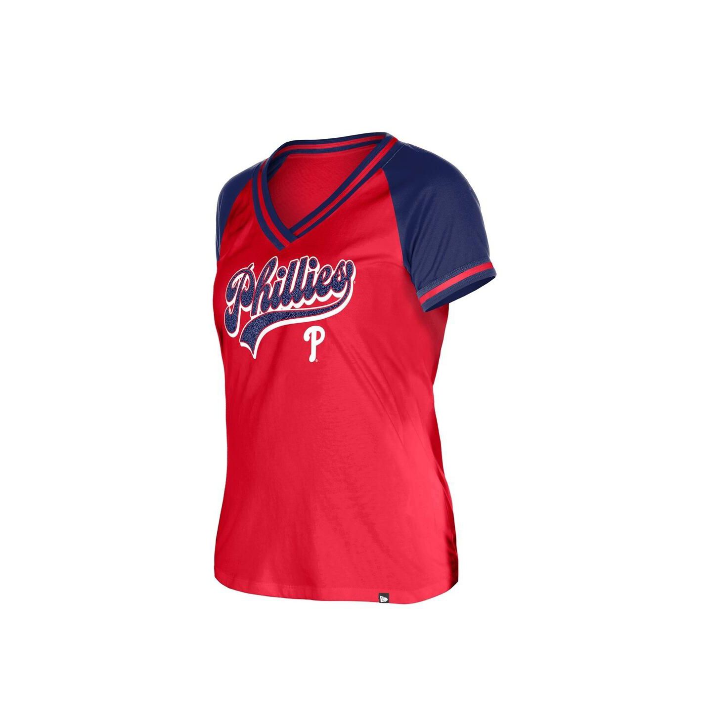 Женская футболка New Era Red Philadelphia Phillies Gameday V-Neck — фото 2