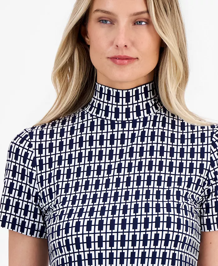 Women's Short-Sleeve Mock-Neck Top - thumbnail 6