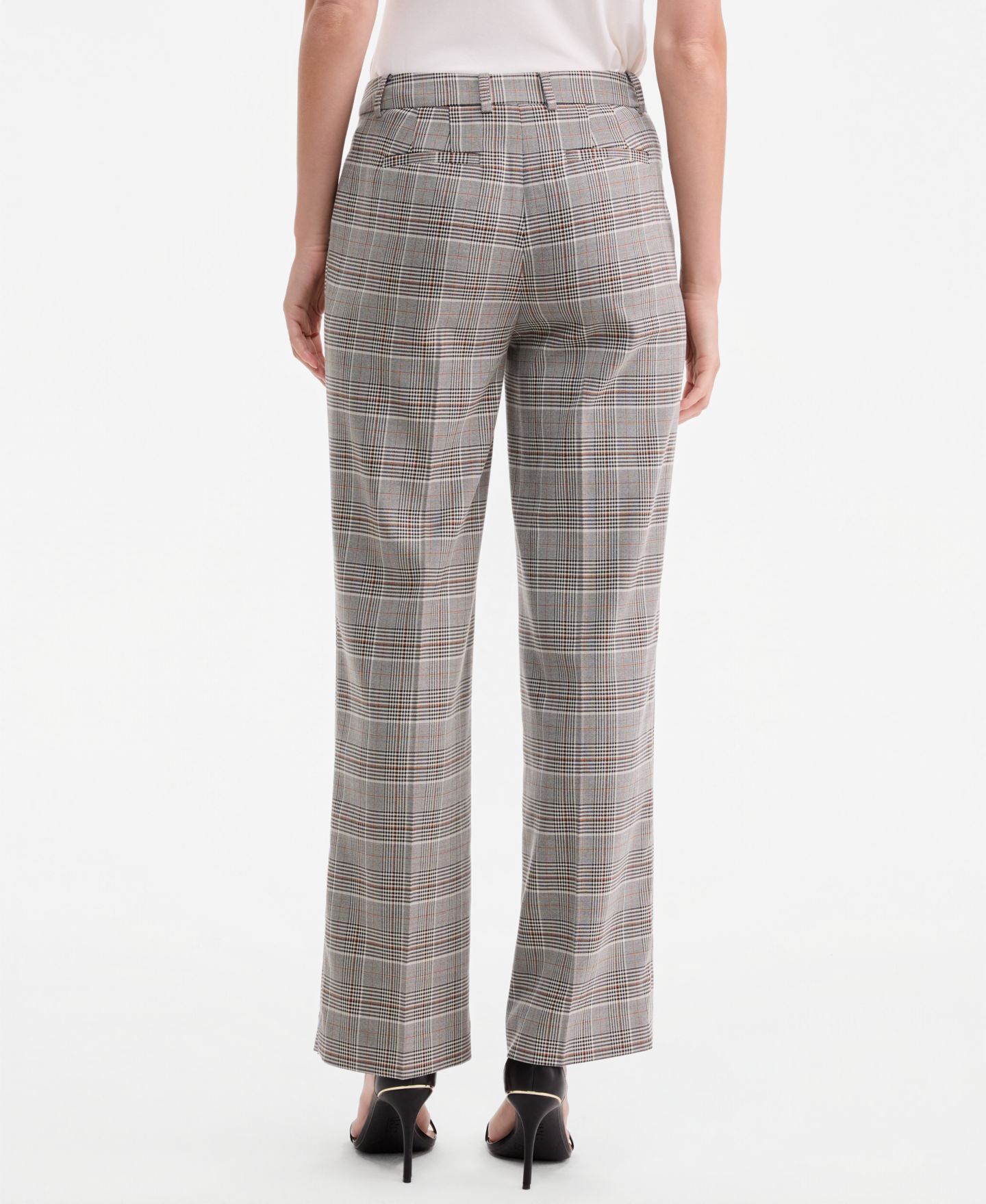 Женские брюки Anne Klein Check Mid-Rise Wide-Leg, цвет: Чёрный разноцветный — фото 4