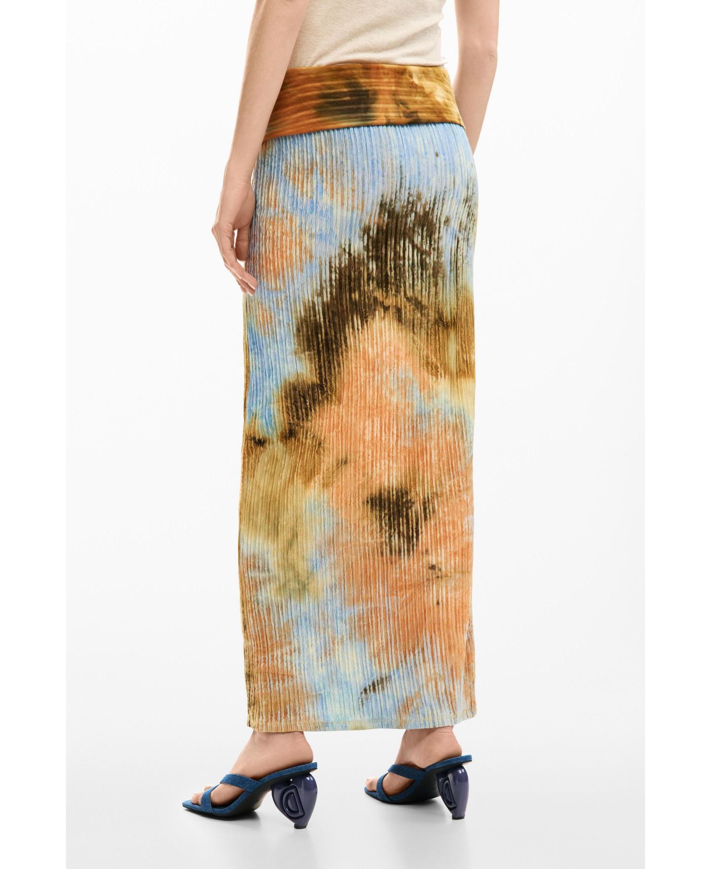 Женская юбка Desigual Long Skirt Texture, цвет: Молочный белый — фото 5