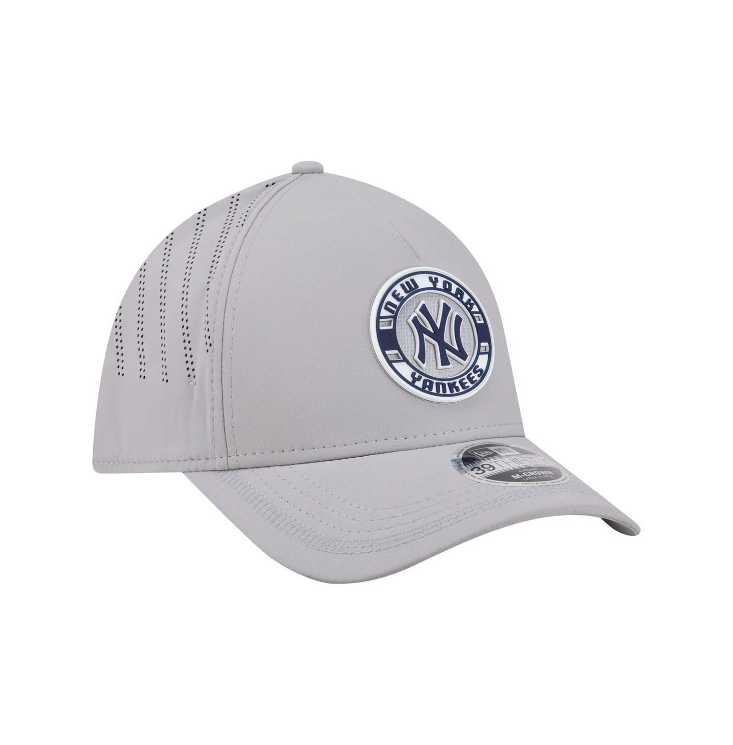 Мужская кепка New Era Gray New York Yankees Patch 39THIRTY A-Frame M-Crown Perforated Flex Hat — фото 3