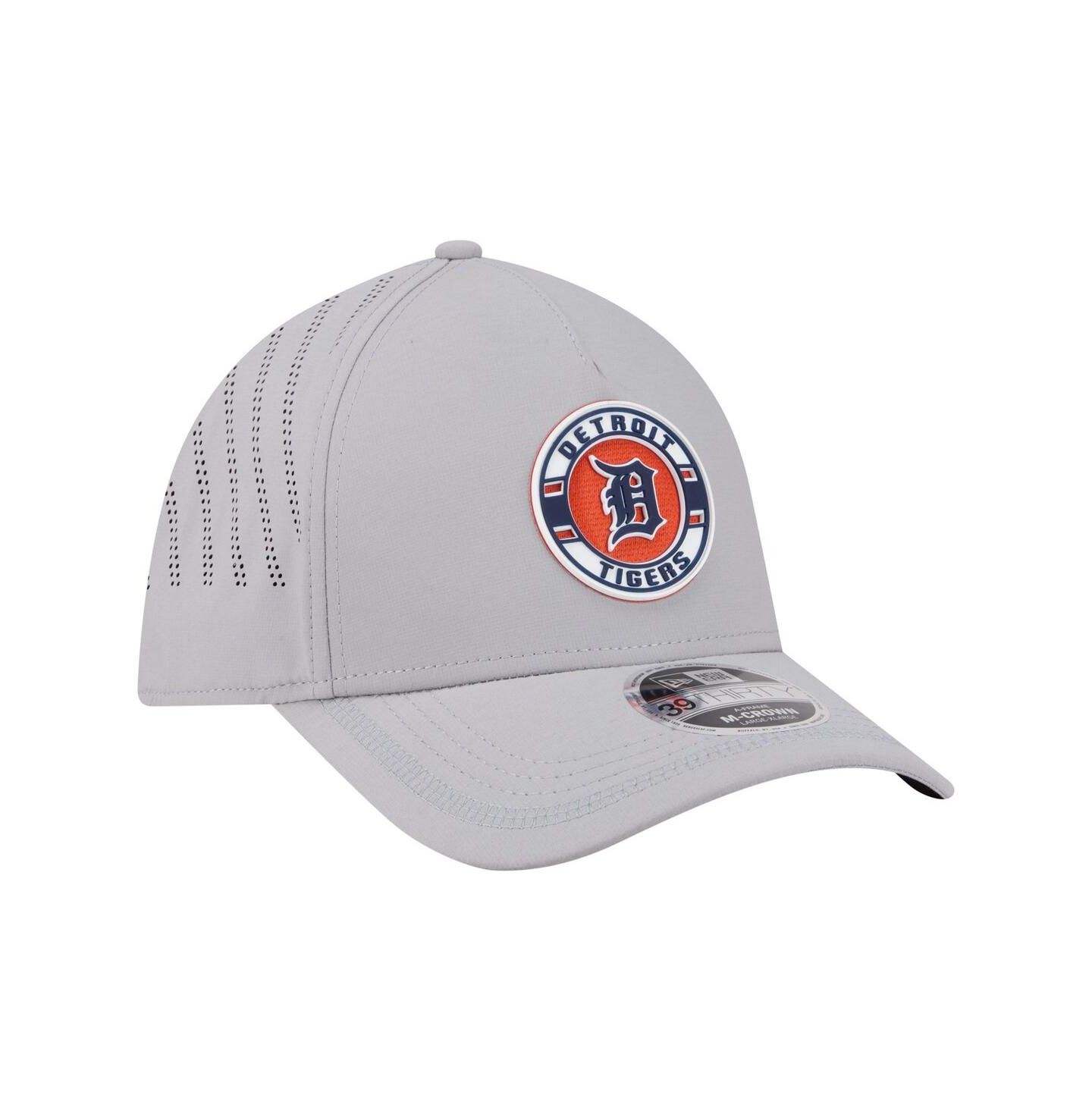 Мужская кепка New Era Gray Detroit Tigers Patch 39THIRTY A-Frame M-Crown Perforated Flex Hat — фото 3