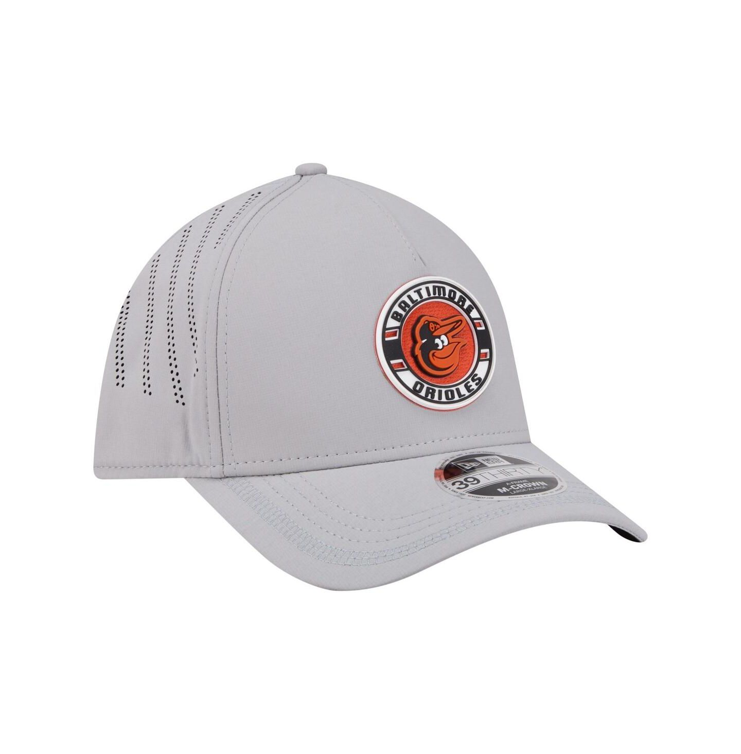 Мужская кепка New Era Gray Baltimore Orioles Patch 39THIRTY A-Frame M-Crown Perforated Flex Hat — фото 3