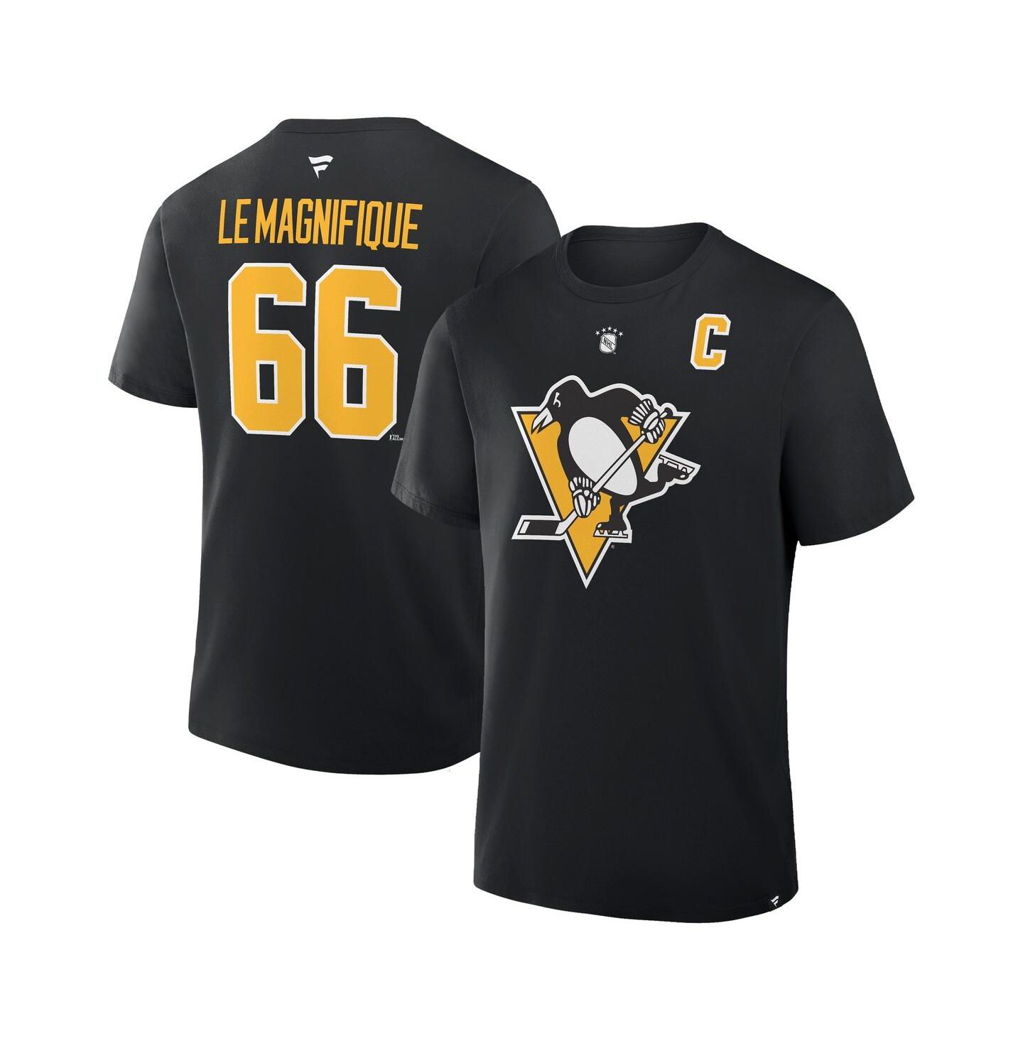 Мужская футболка Fanatics Mario Lemieux Black Pittsburgh Penguins Retired Player Nickname — фото 1