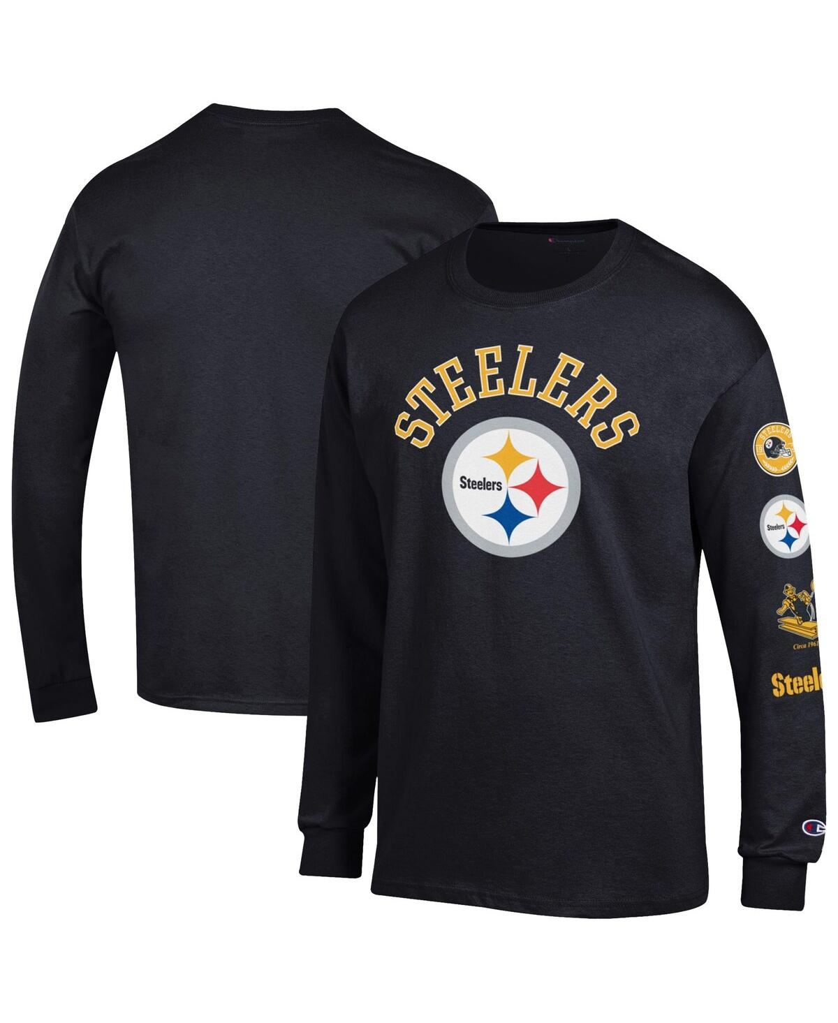Champion Men's Black Pittsburgh Steelers Seal Long Sleeve T-Shirt - Black