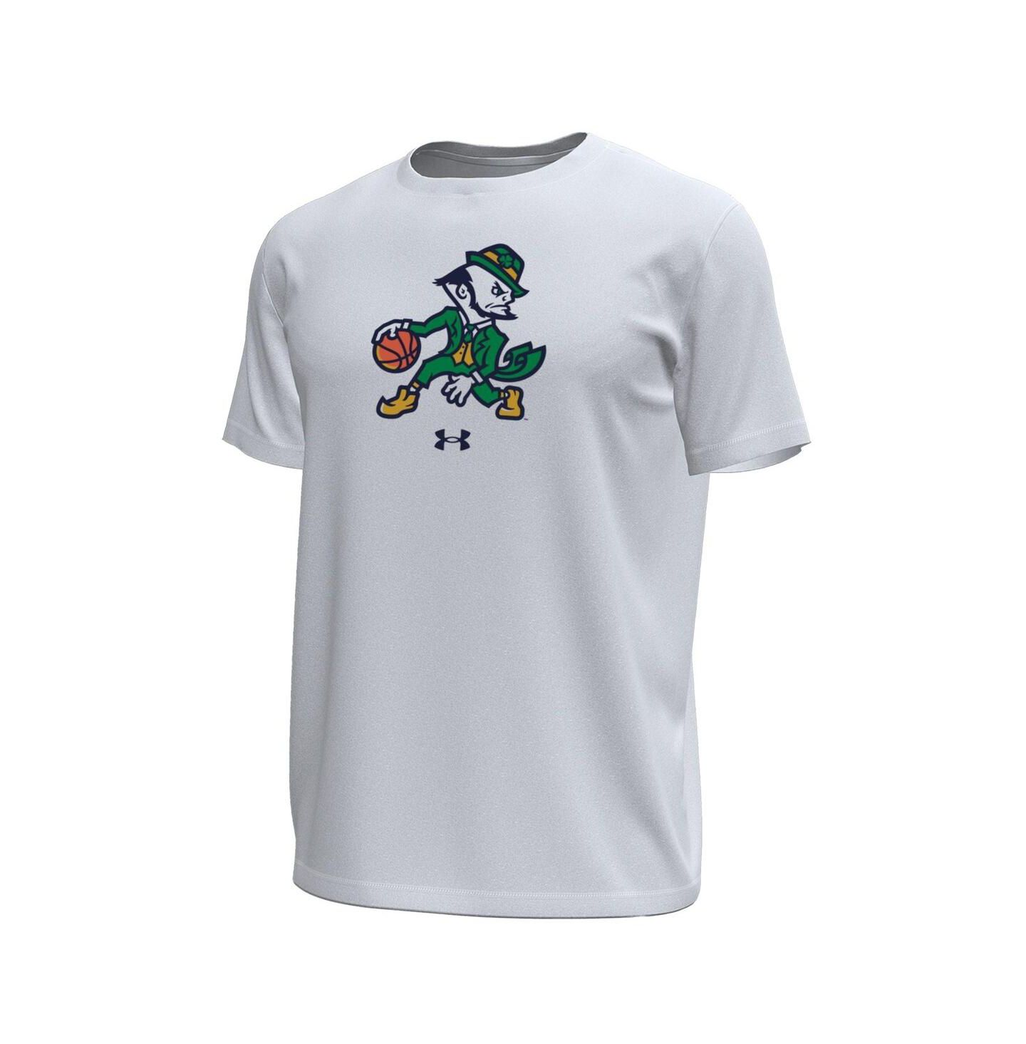 Мужская футболка Under Armour White Notre Dame Fighting Irish Basketball Leprechaun Tech Stretch — фото 2