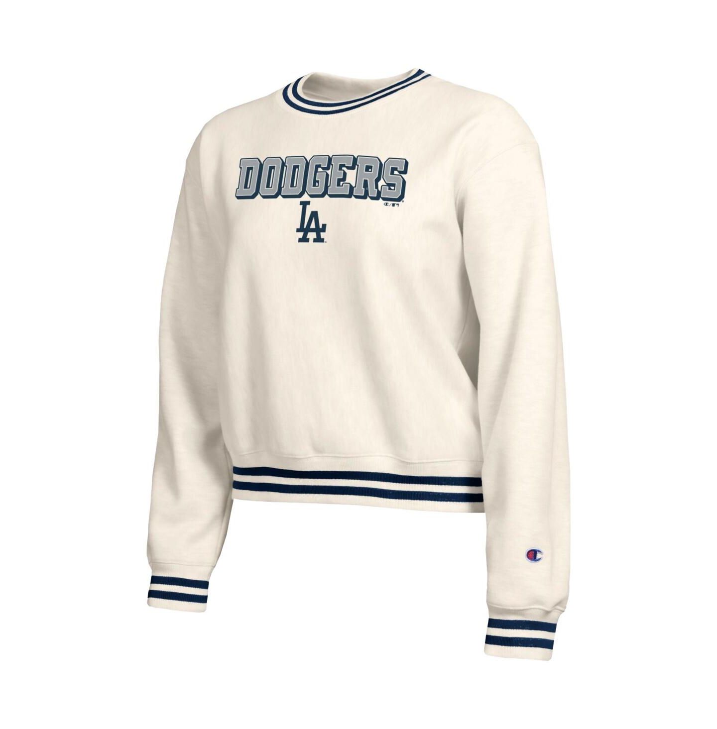 Женский свитшот Champion Cream Los Angeles Dodgers Reverse Weave — фото 2