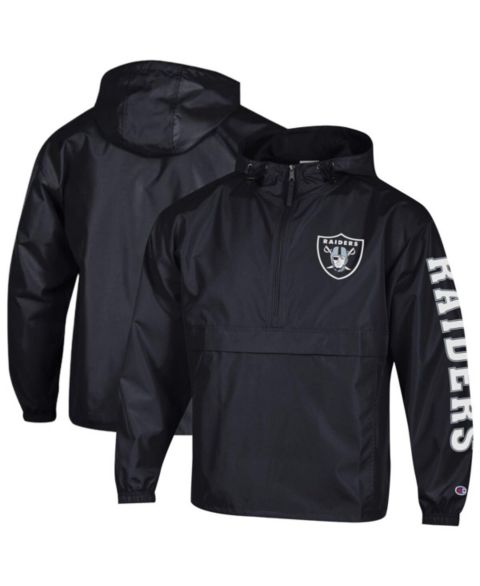 Мужская куртка Champion Black Las Vegas Raiders Packable Hooded Windbreaker Half-Zip