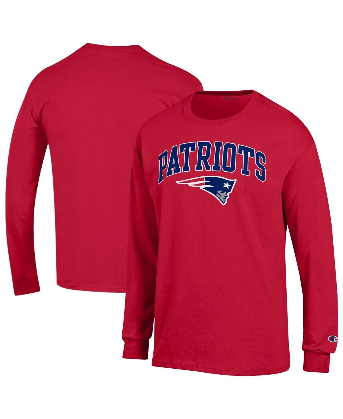 Champion Men's Red New England Patriots Arch Over Logo Long Sleeve T-Shirt - Red