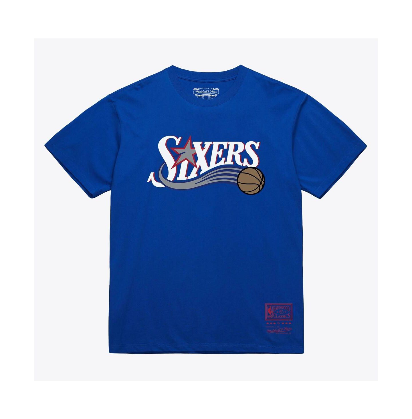 Футболка Mitchell & Ness Royal Philadelphia 76ers Hardwood Classics Arch — фото 1