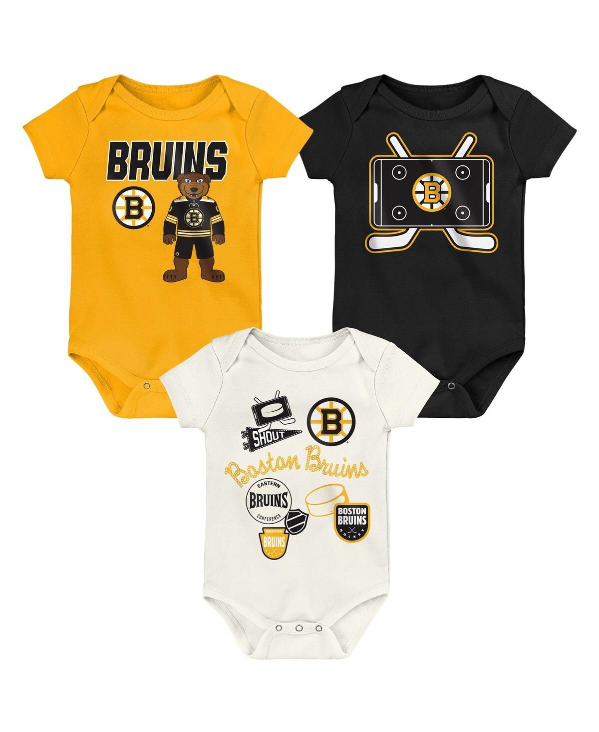 Outerstuff Baby Boys And Girls 3-pack Boston Bruins Littlest Player Bodysuit Set In Multi