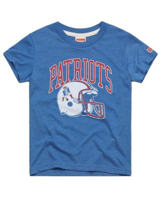Big Boys and Girls Royal New England Patriots Helmet Retro Tri-Blend T-Shirt