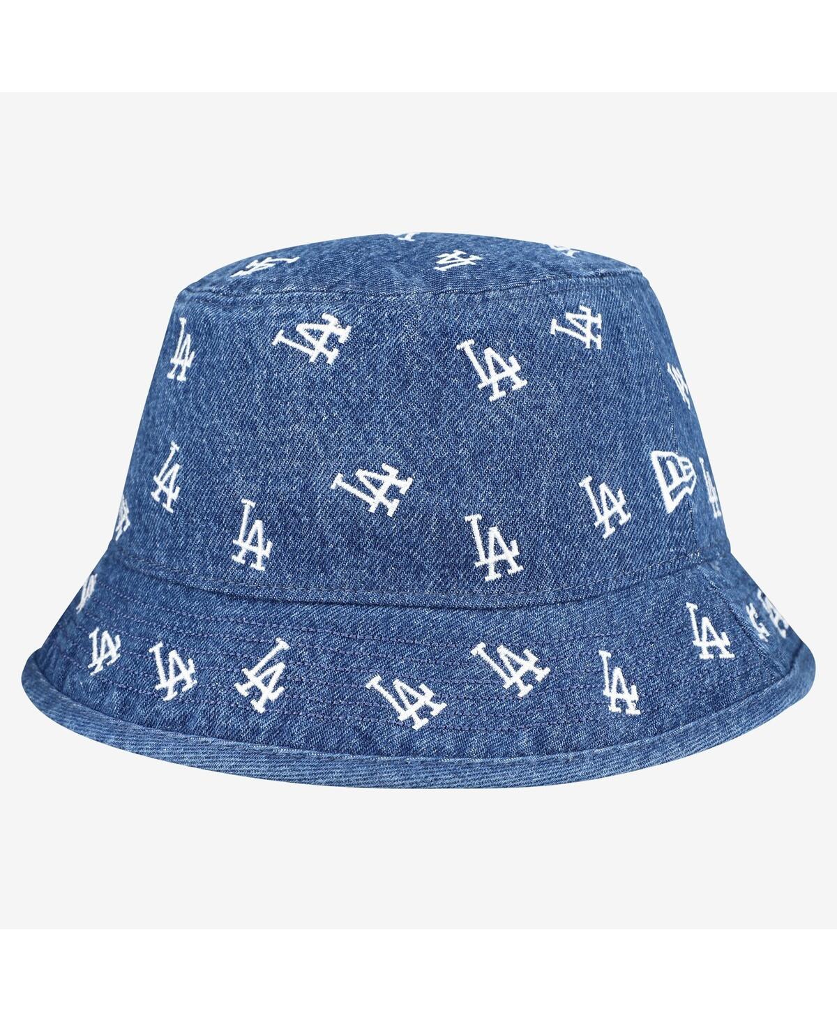 New Era Women's Denim Los Angeles Dodgers Denim Micro Bucket Hat In Blue