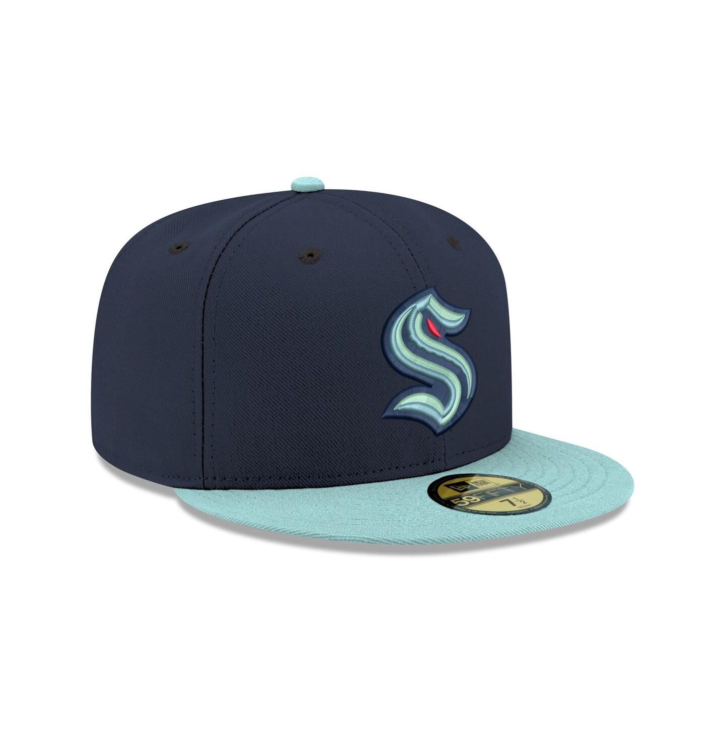 Мужская кепка New Era Navy Seattle Kraken Core Logo Two-Tone 59FIFTY Fitted Hat — фото 3