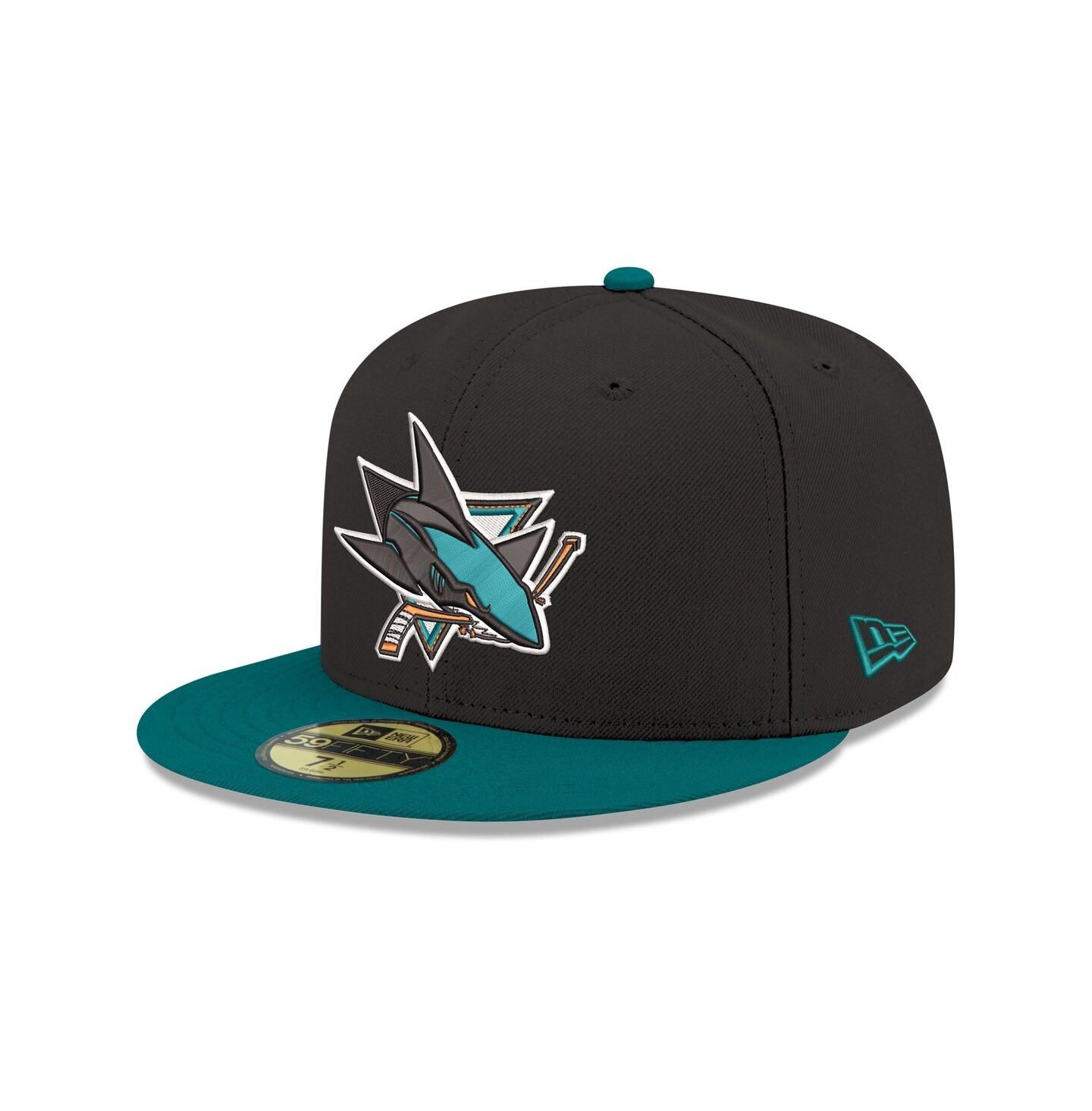 Мужская кепка New Era Black San Jose Sharks Core Logo Two-Tone 59FIFTY Fitted Hat — фото 1