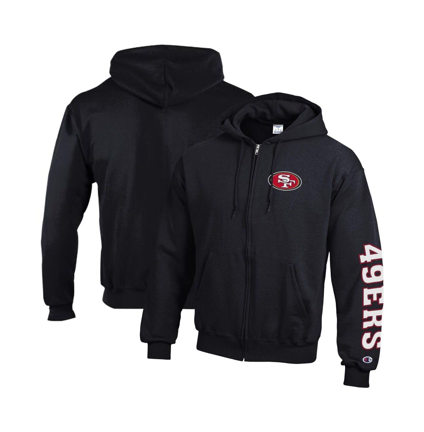 Мужское худи Champion Black San Francisco 49ers Powerblend Fleece Full-Zip — фото 1
