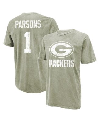 Men's Micah Parsons Moss Green Bay Packers Mineral Wash Name & Number T-Shirt