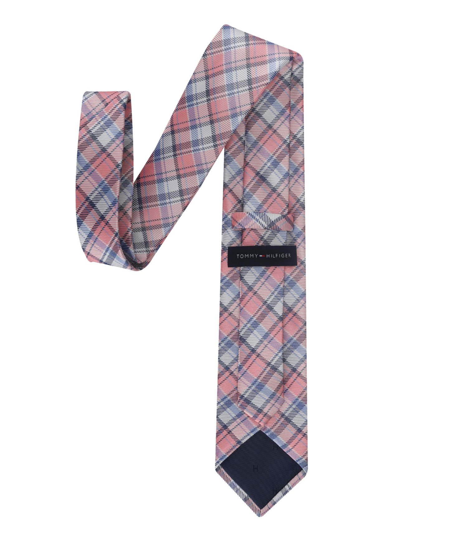 Мужской галстук Tommy Hilfiger Eastgate Plaid Pattern Classic Tie, цвет: Коралловый — фото 2