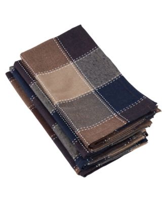 Stitched Plaid Design Napkins, Set of 4