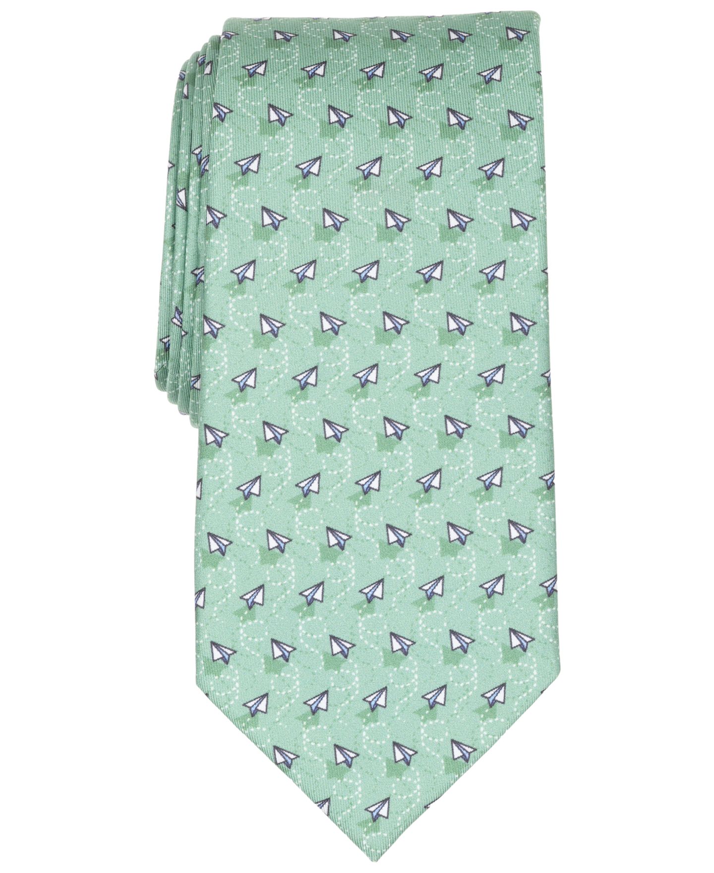 Мужской галстук Club Room Paper Plane Classic Silk Tie, цвет: Зелёный — фото 1