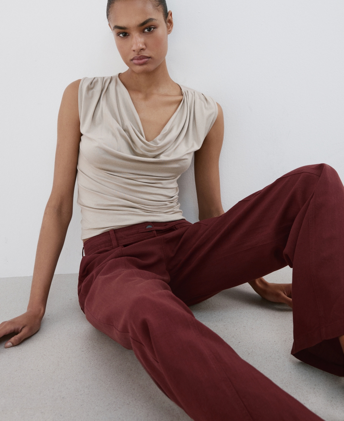 Mango Women's Straight-Fit Lyocell Pants