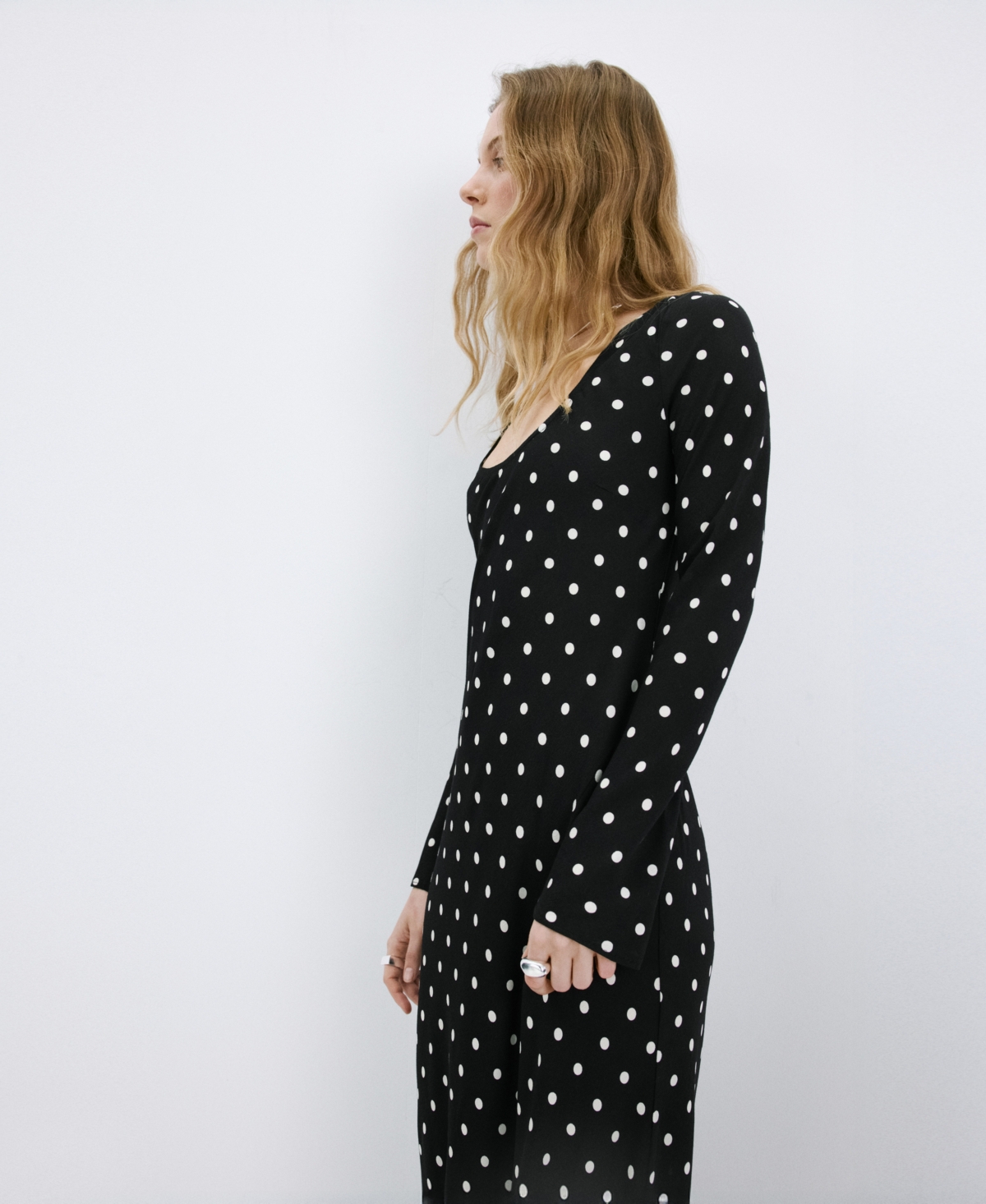 Mango Women's Long-Sleeve Polka-Dot Dress