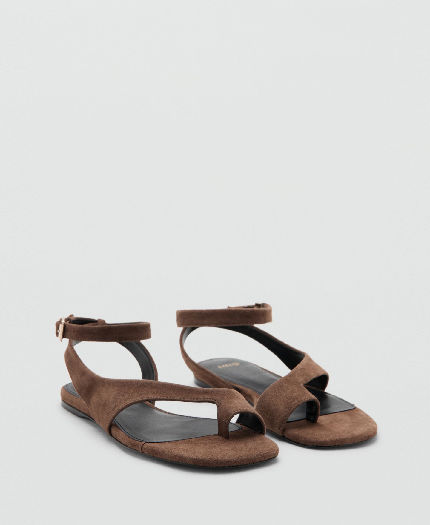 Женские сандалии Mango Leather Straps, цвет: Коричневый — фото 1