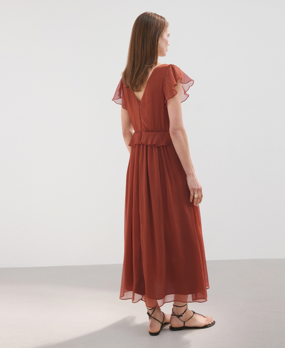 Mango Women's Long Ruffled Dress