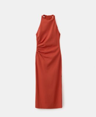 MANGO - Draped midi-dress orange - 2