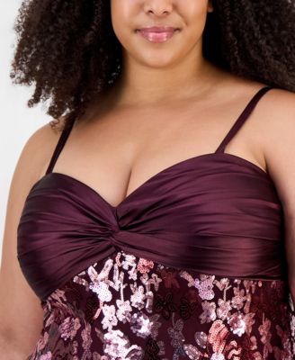 plus sequin twist front dress Swoop UK - Plus Size