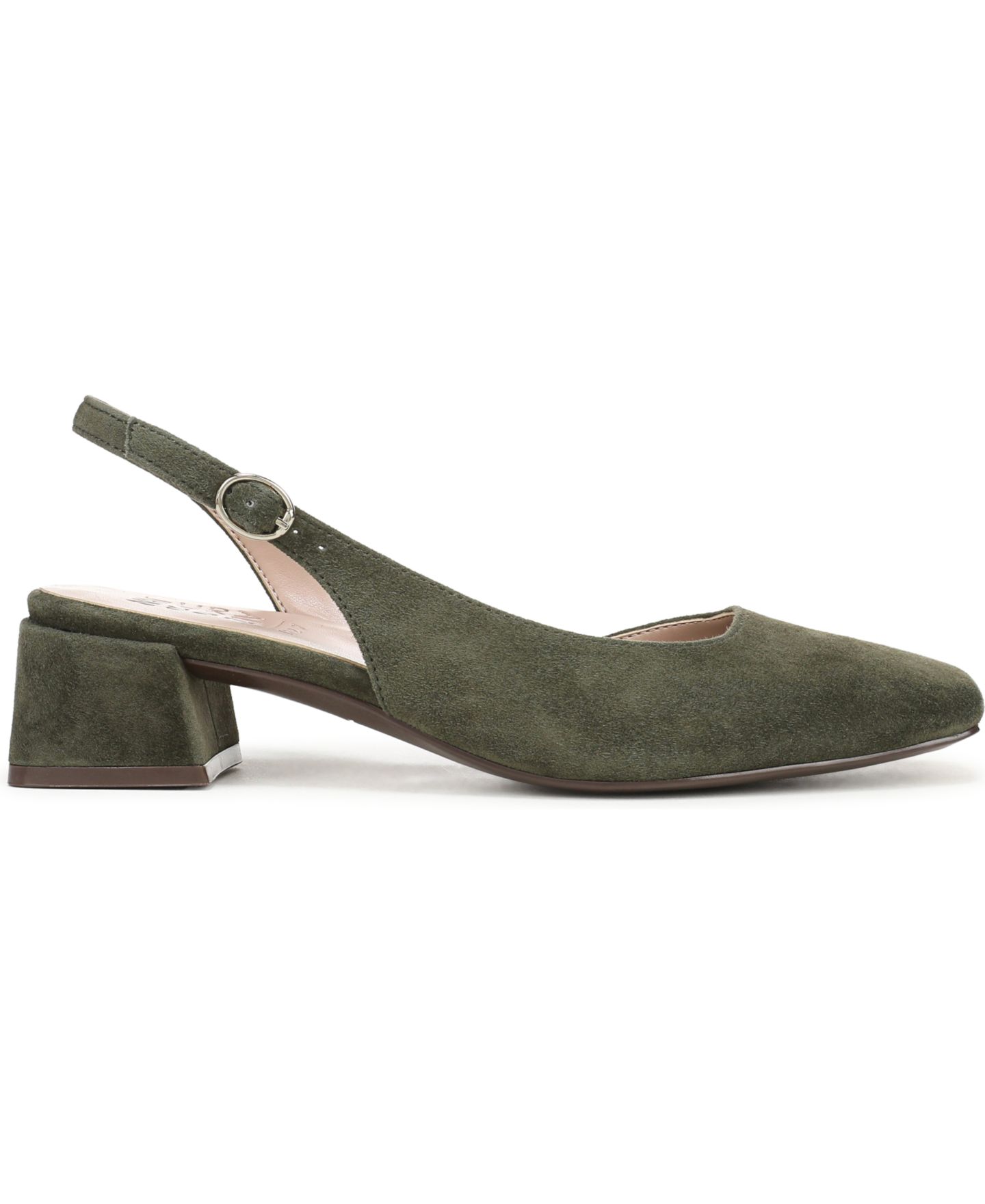 Женские туфли Naturalizer Jayla Mid-Heel Square Toe Slingback Pumps, цвет: Глиняный зелёный замшевый — фото 2