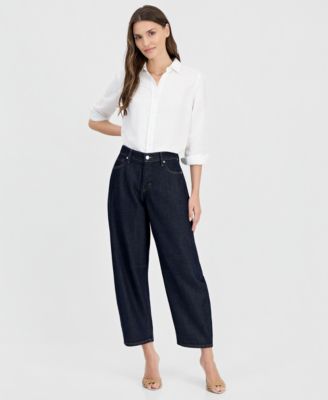 Women's Mid-Rise Barrel-Leg Ankle Jeans