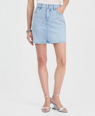Women's Studded Denim Mini Skirt