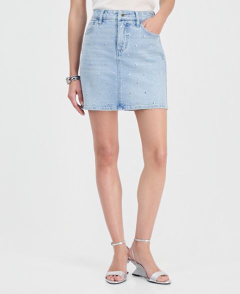Женская юбка I.N.C. International Concepts Studded Denim Mini, цвет: Варёный