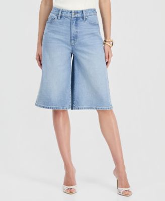 Women's High Rise Long Denim Shorts