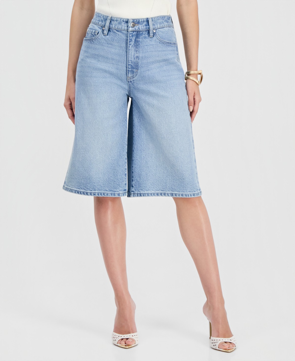 Женские I.N.C. International Concepts Women's High Rise Long Denim Shorts — фото 1