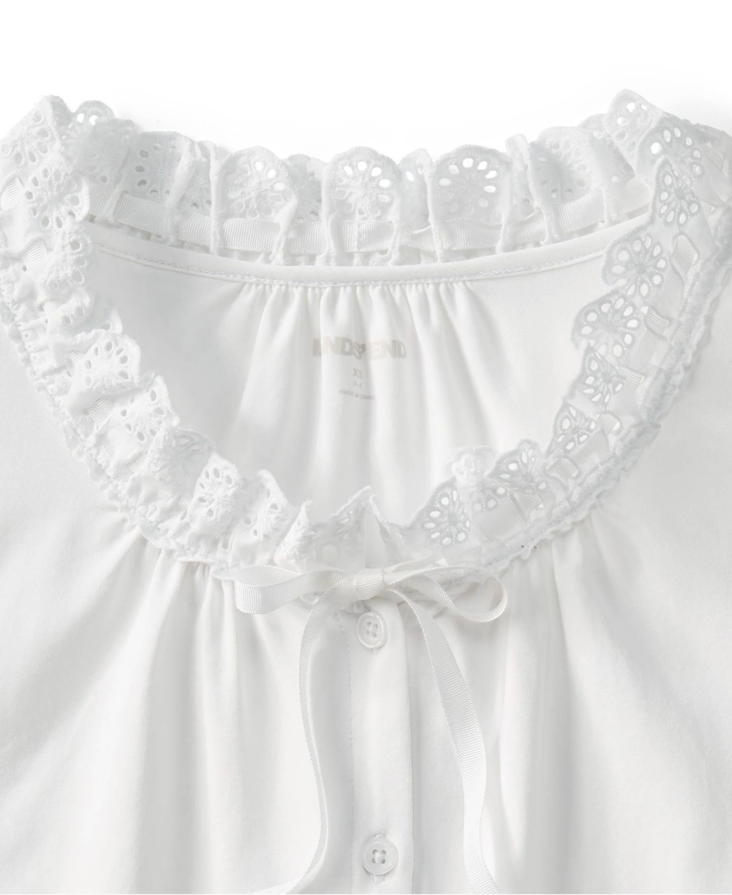 Женский топ Lands' End Plus Size Lightweight Jersey Button Front Lace Trim, цвет: Белый — фото 4