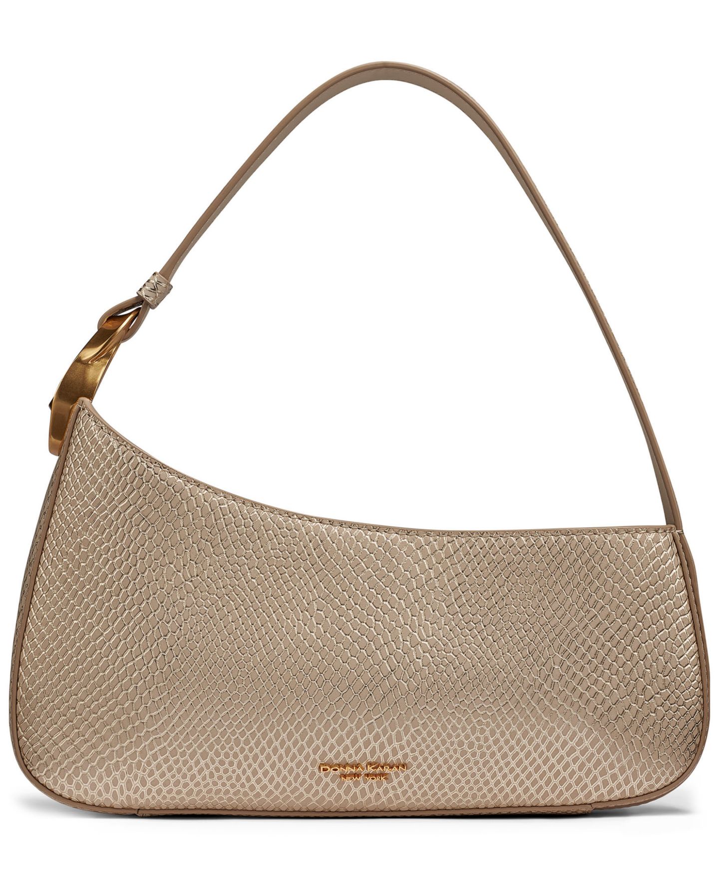 Женская сумка Donna Karan New York Jersey Small Snake Shoulder Handbag, цвет: Металлик костяной — фото 1
