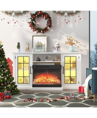 59 Fireplace TV Stand for TVs up to 65, Entertainment Center with 24" 3-Sided Electric Fireplace and LED Lights