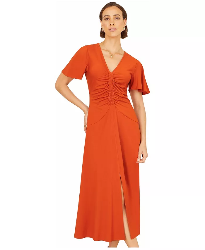 Women's Ruched Front Stretch Midi Dress - thumbnail 2